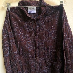 Women’s Flax button up corduroy blouse/jacket.